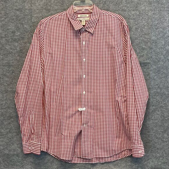 GOOD THREADS Button-up Shirt Men's XL Red & White Standard Fit Gingham Western - Picture 1 of 11